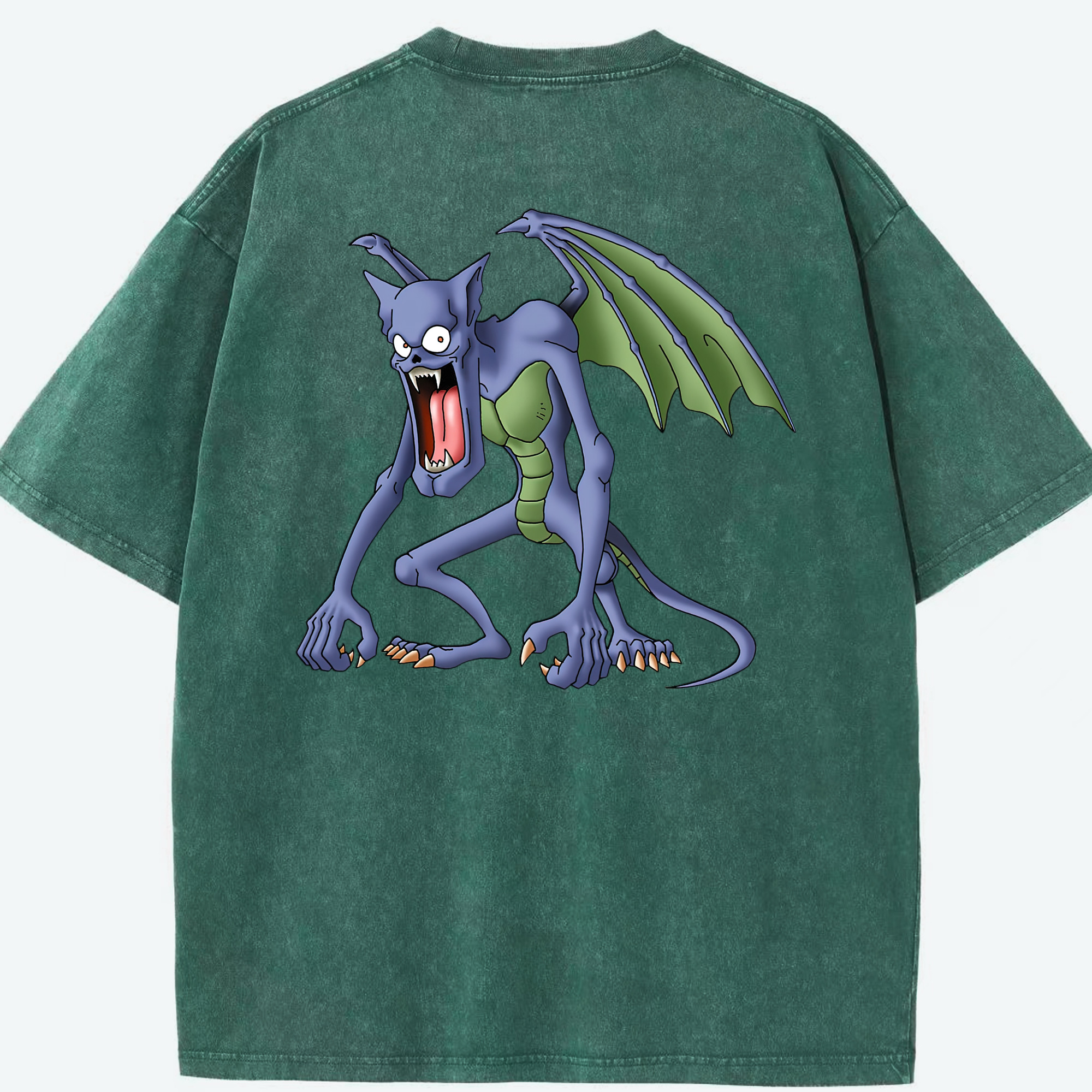 （画像用） ドラゴンクエスト Doragon Kuesuto Dragon Quest 綿100% ヴィンテージ風 半袖Tシャツ（背面プリント）